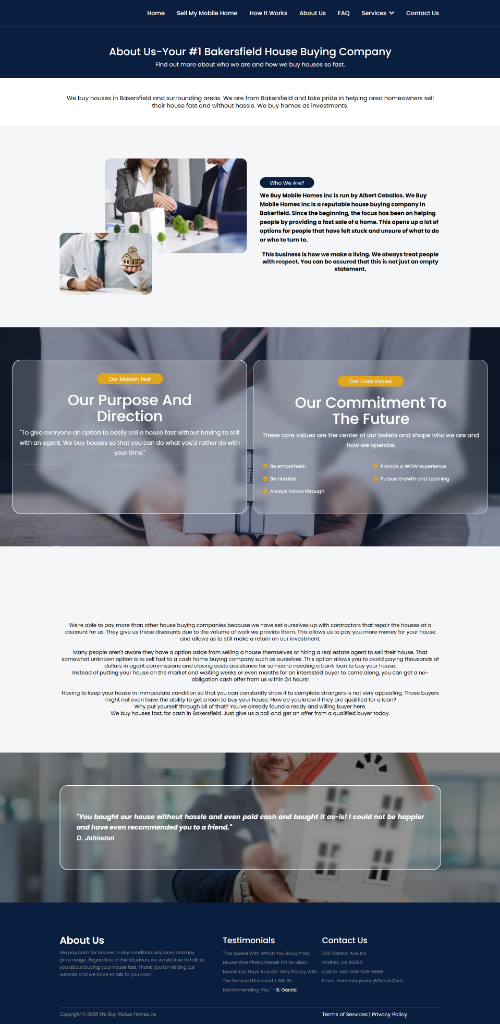 Bakersfield House Buying Website - About Us Page