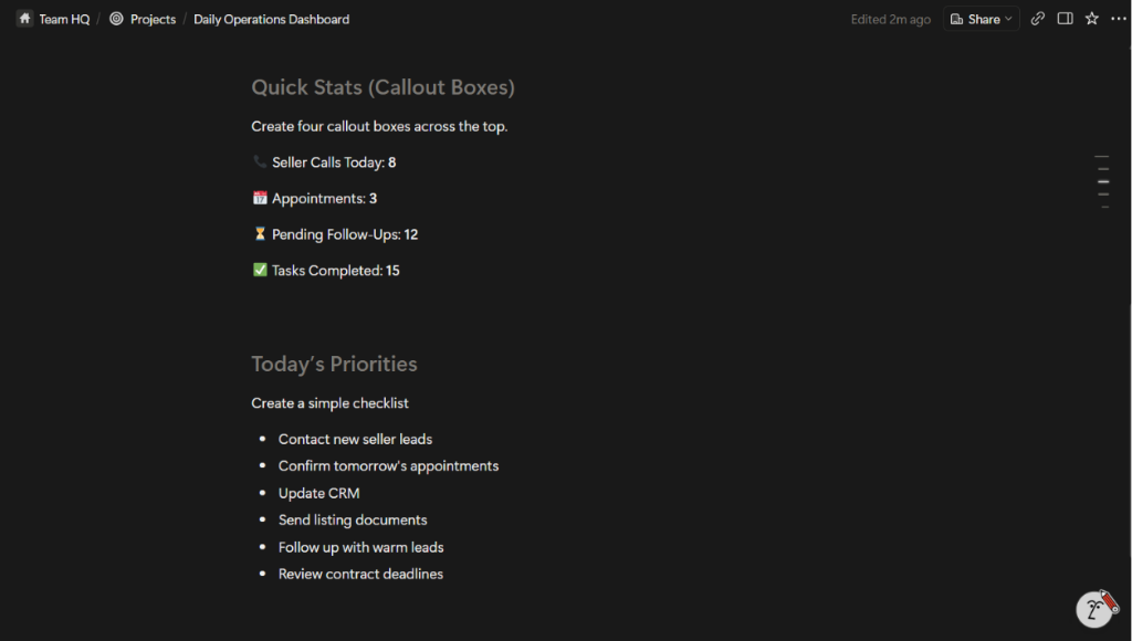 Notion Quick Links Panel