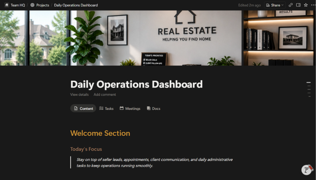 Notion Workspace Welcome Section